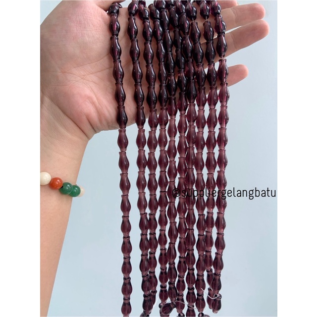manik ujung kepala tasbih GUCI COKELAT bening kreasi kalung gelang 8mm