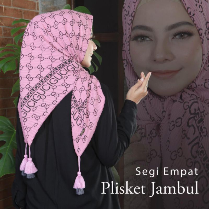 Jilbab Hijab Kerudung SQUare Segi Empat Koncer Tassel Plisket Prisket Original Oskara HS Azara
