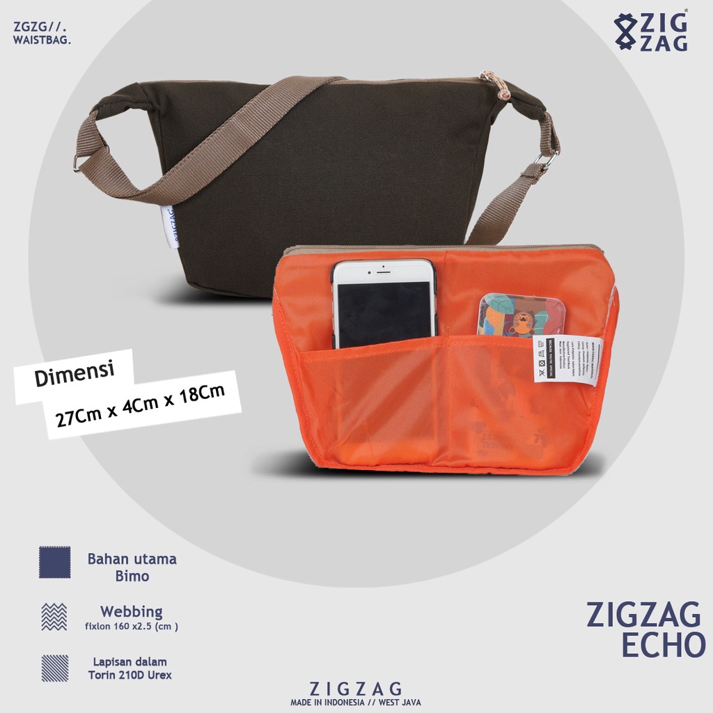 ZIGZAG Echo Brown - Sling Bag Pria / Tas Slempang Kanvas Premium