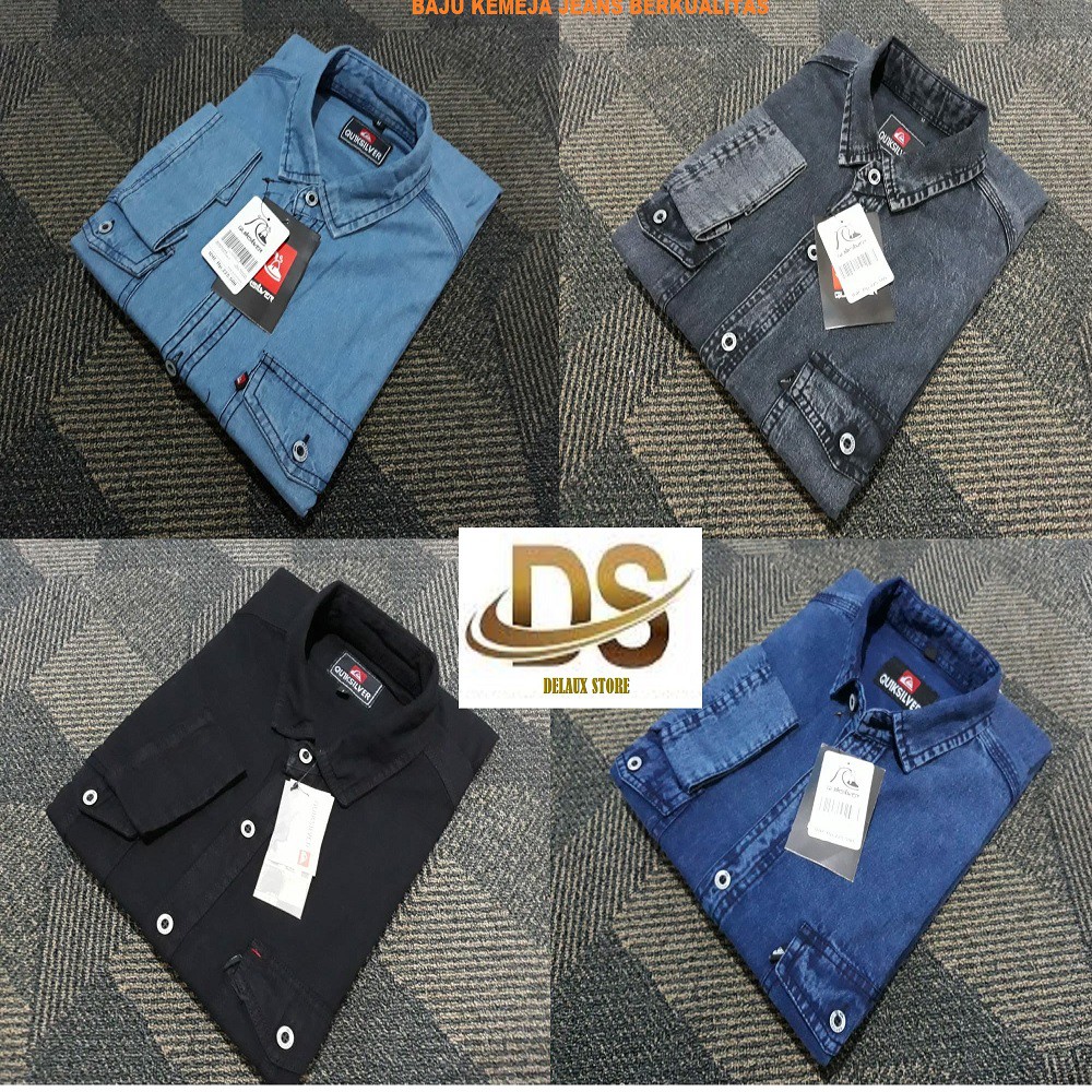 KEMEJA JEANS PANJANG PRIA TERLARIS / KEMEJA KERJA / BAJU DENIM UKURAN M-XL KUALITAS PREMIUM