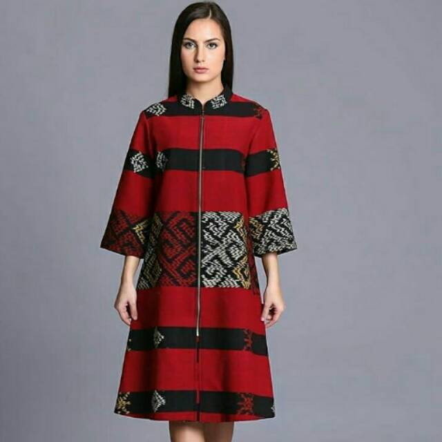 Dress Brokat Kombinasi Kain Tenun Gamis Brokat