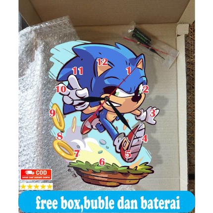 JAM DINDING KARAKTER SONIC UNIK BESAR KAYU VINTAGE SOUVENIR JAM CAFE Kevinart MINIMALIS MODERN MEWAH KEREN KOLEKSI ANIME