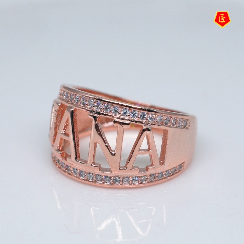 [Ready Stock]18K Platinum Diamond-Studded Ring Creative Personality