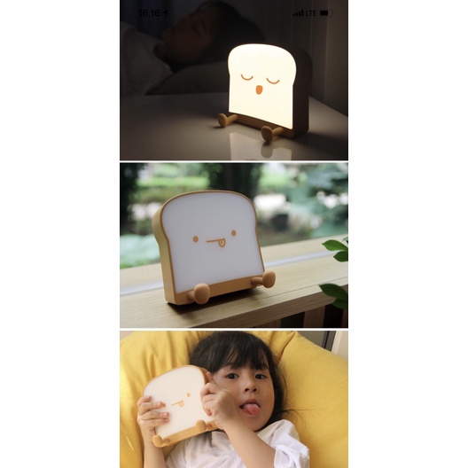 Lampu roti toast bread lamp night light lampu hias rechargeable LB016 standing hp