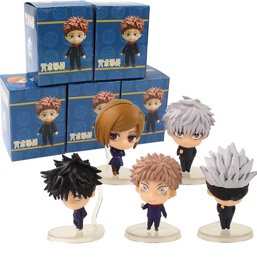 5pcs / Lot Mainan Action Figures Jujutsu Kaisen Manga Itadori Yuji Gojo Satoru Q Version Bahan PVC