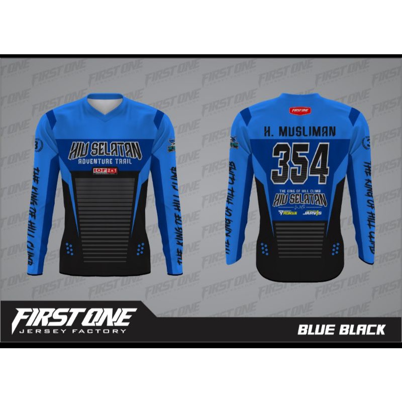 Blue Black T-shirt Kaos Jersey Lengan Panjang Hiu Selatan Trail Adventure The King Of Hill Climb