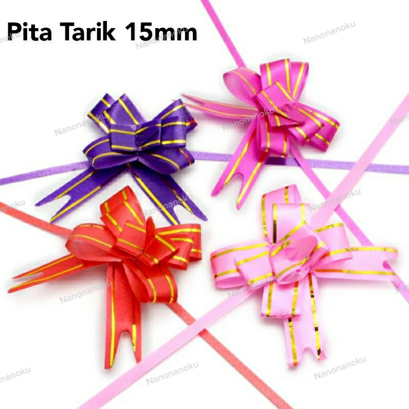 [10 pcs] Pita Tarik 15 mm Pita Serut Motif dan Les Mas