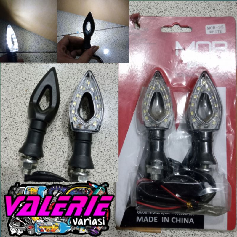 Lampu Sen Sein Sign LED Assy Set Motor Variasi Bolong Lancip Kecil