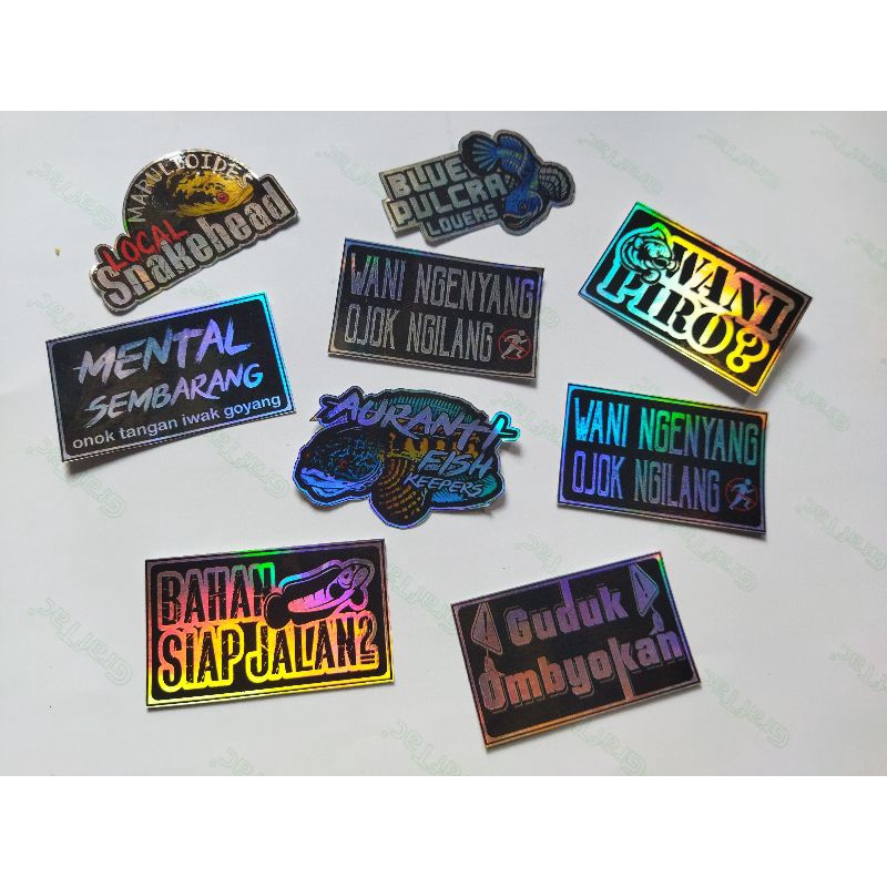 stiker mini channa hologram /stiker mini iwak galak