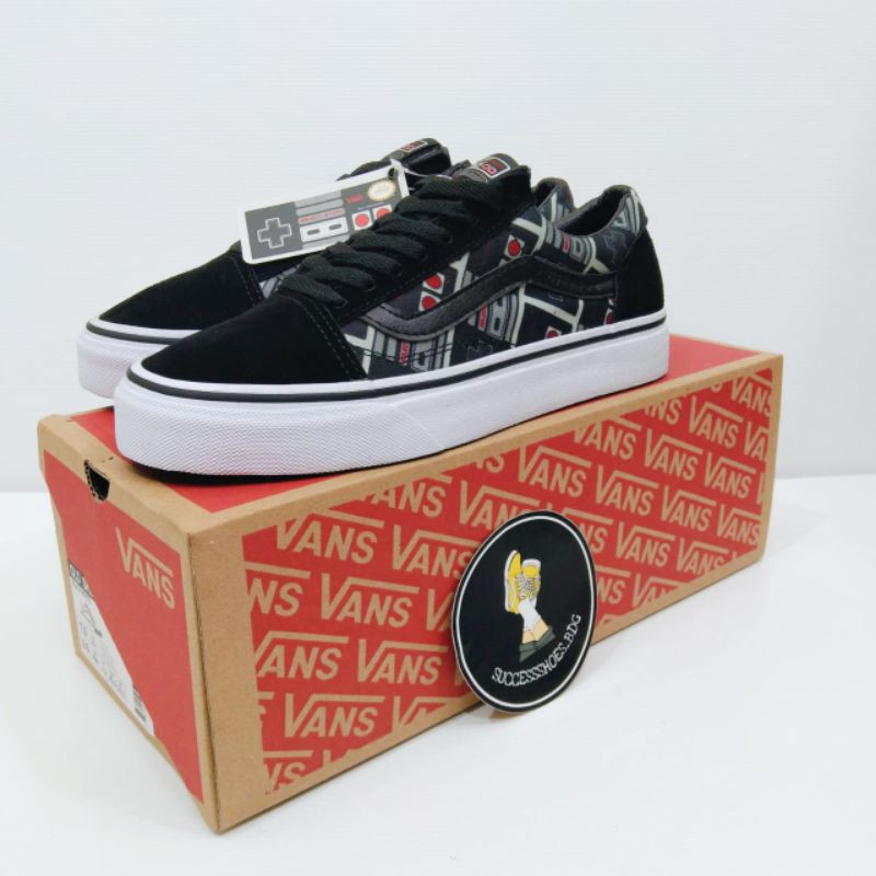 Sepatu Vans Old Skool Motif Nintendo Controller 'Game Over' Black White Miror 1:1 Original BNIB