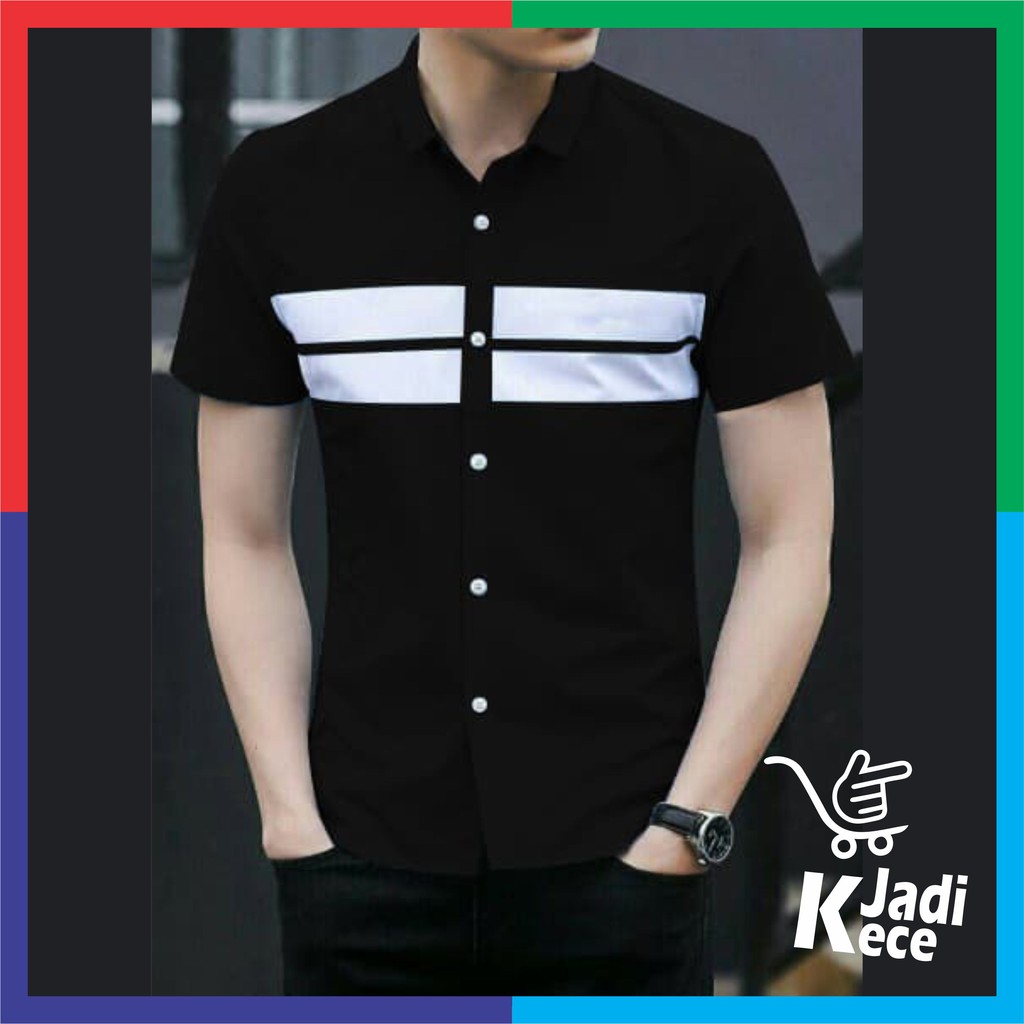 HEM FASHION HEM DENNY BAJU PRIA LENGAN PENDEK KEMEJA COWO COWOK - Putih | Kemeja Formal Pria