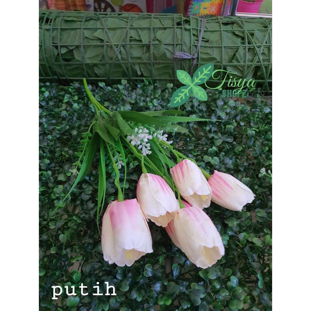Bunga Tulip isi 7 kuntum / bunga tulip artificial bunga plastik [ TANPA POT ]