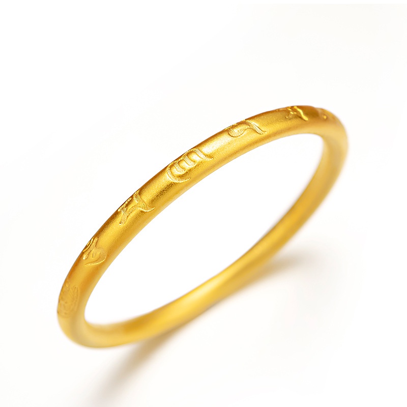 Gelang Manik-Manik Desain Lotus Six-character Mantra Inheritance Emas Asli Kadar 375Gaya Korea