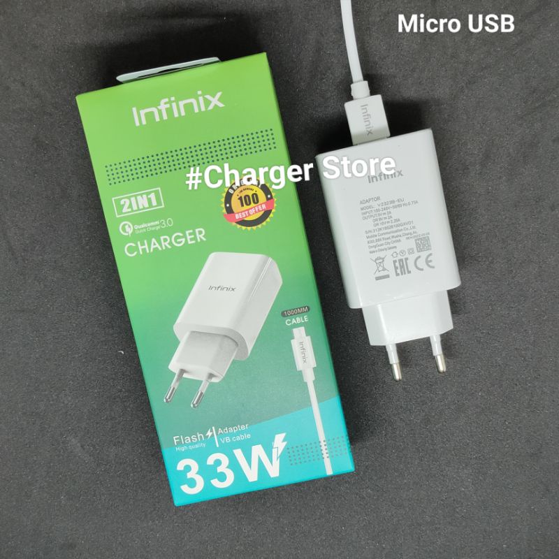 Charger Infinix Fast Charging 3A 33W ORIGINAL Micro USB