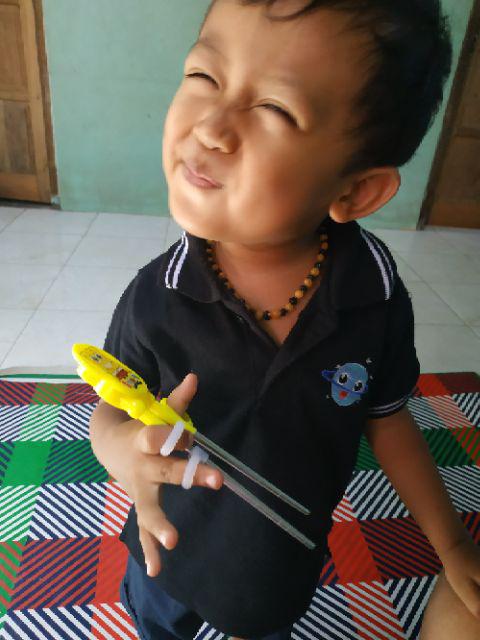 Sumpit Desain Kartun Bahan Stainless Steel Untuk Latihan Anak Balita