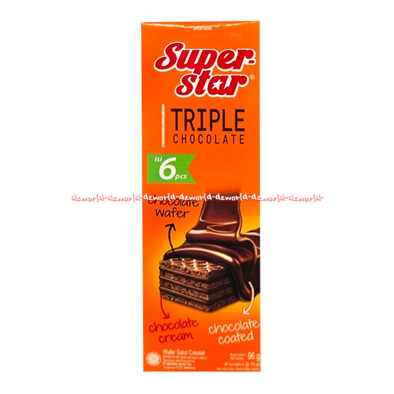 Superstar Triple Chocolate 6Pcs Chocolate Wafer Cream Super Star