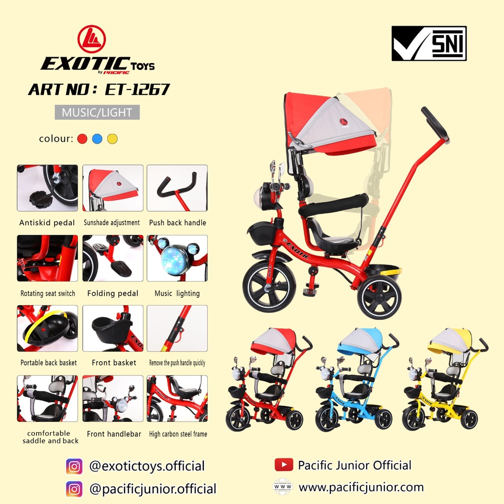 Tricycle Exotic ET 1267 ET1267 Baby Stroller Model Motor Dorongan Anak Bayi Sepeda Anak Roda Tiga 3 ET1265 ET 1265 ET1263 ET 1263 ET1267 ET 1267 ET1268 ET 1268 ET2251 ET 2251 AT7705 AT 7705 AT7702 AT 7702 AT7711 AT 7711 AT7713 AT 7713-1