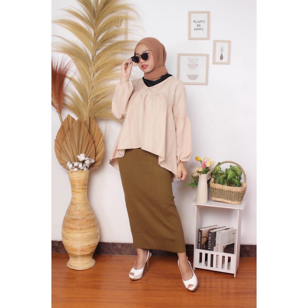 BEFAST - ZRX OOTD Wanita Blouse SAMMIE / Dealova Blouse / Blouse Wanita Hijab / Fashion Wanita Remaja Casual / Blouse Polos Banyak Warna / Atasan lengan Panjang / Blouse Keluaran Terbaru 2022