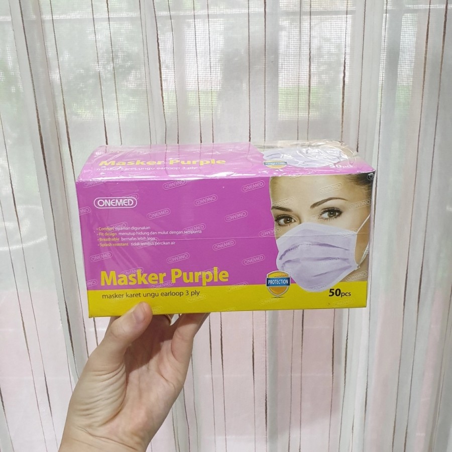 Masker Medis Onemed Ungu / masker medis ungu onemed