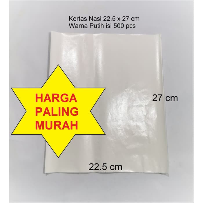 

Kertas Bungkus Nasi KFC 22.5 x 27 cm warna Putih 500 Lbr