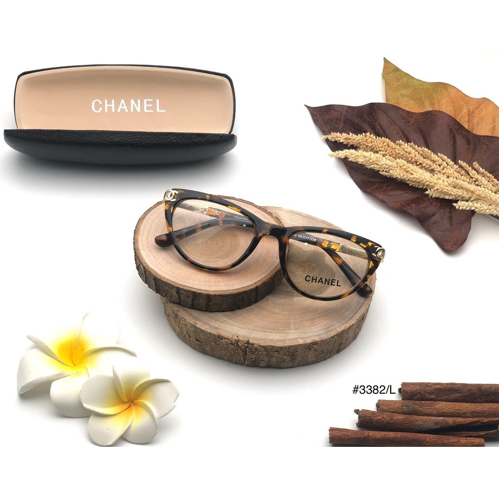 BLUECROMIC kacamata wanita Chanel 3382 Bahan Titanium |lensa minus/plus|frame kacamata cat eye|lensa