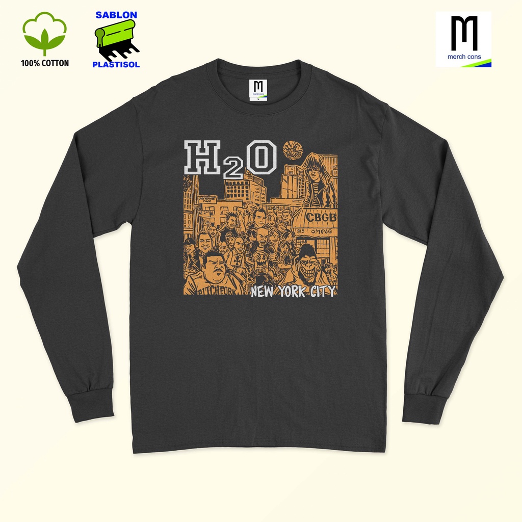H2O-Kaos LONG SLEEVE band hardcore punk / tag merchcons - HITAM