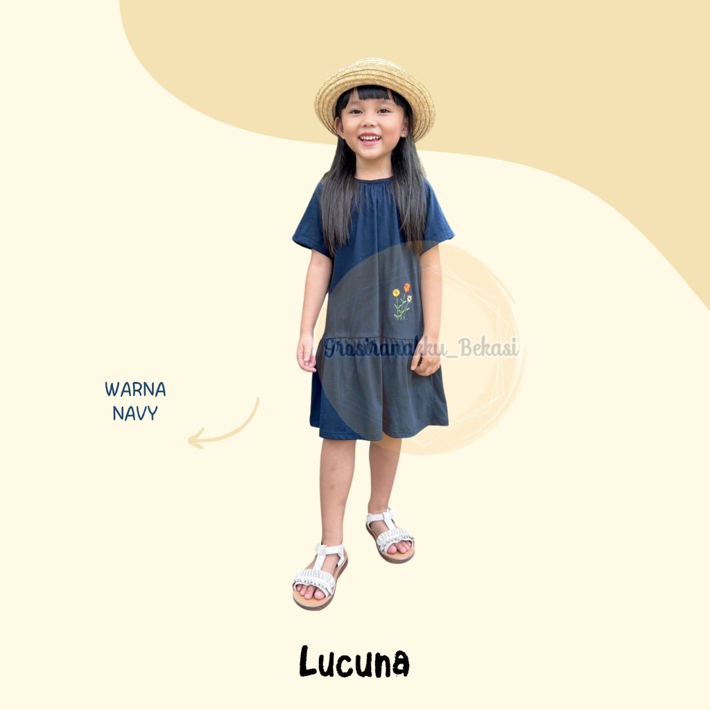 Dress Anak Camelia Lucuna Warna Navy Size 1-5 THN