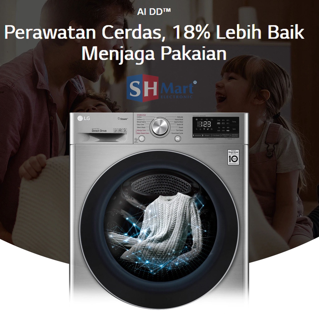 MESIN CUCI FRONT LOADING LG KAPASITAS 11 KG FV1411S4PN INVERTER AI DD GARANSI RESMI