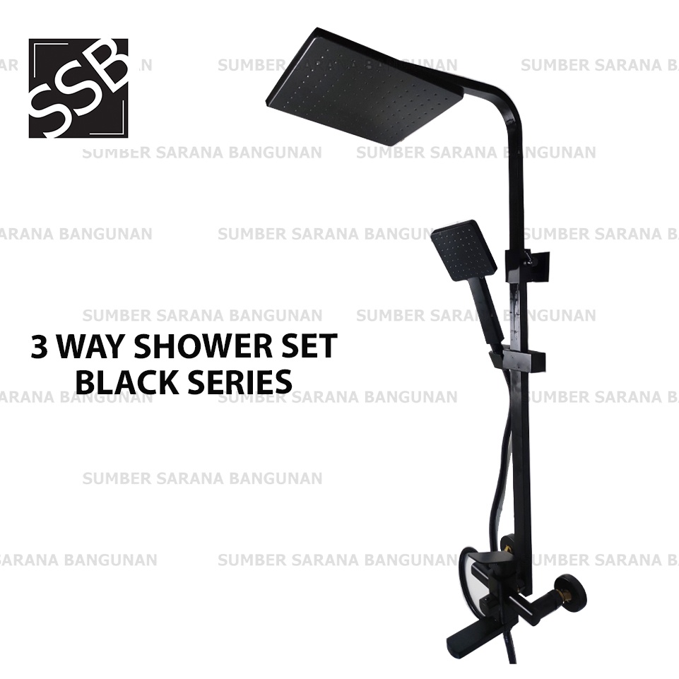 Shower Column Panas Dingin Set Komplit Black / Shower Tiang Hitam 6022