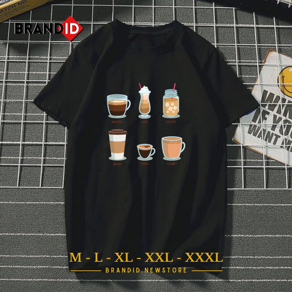 DTF018 Baju Kaos Pria Dewasa Motif Coffee Type T-Shirt Distro Cowok Pecinta Kopi Branded Original At