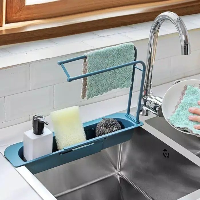 Rak Penyimpanan Spon Dapur kain lap /Wastafel Rack with hanger Sink Rak Adjustable Flexible size