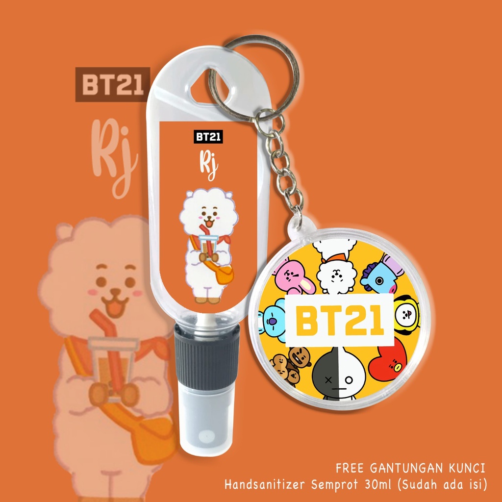 (FREE GANTUNGAN KUNCI) HAND SANITIZER KARAKTER BT21 TEAM GIFT / KADO ARMY / ARMY INDO / REAL