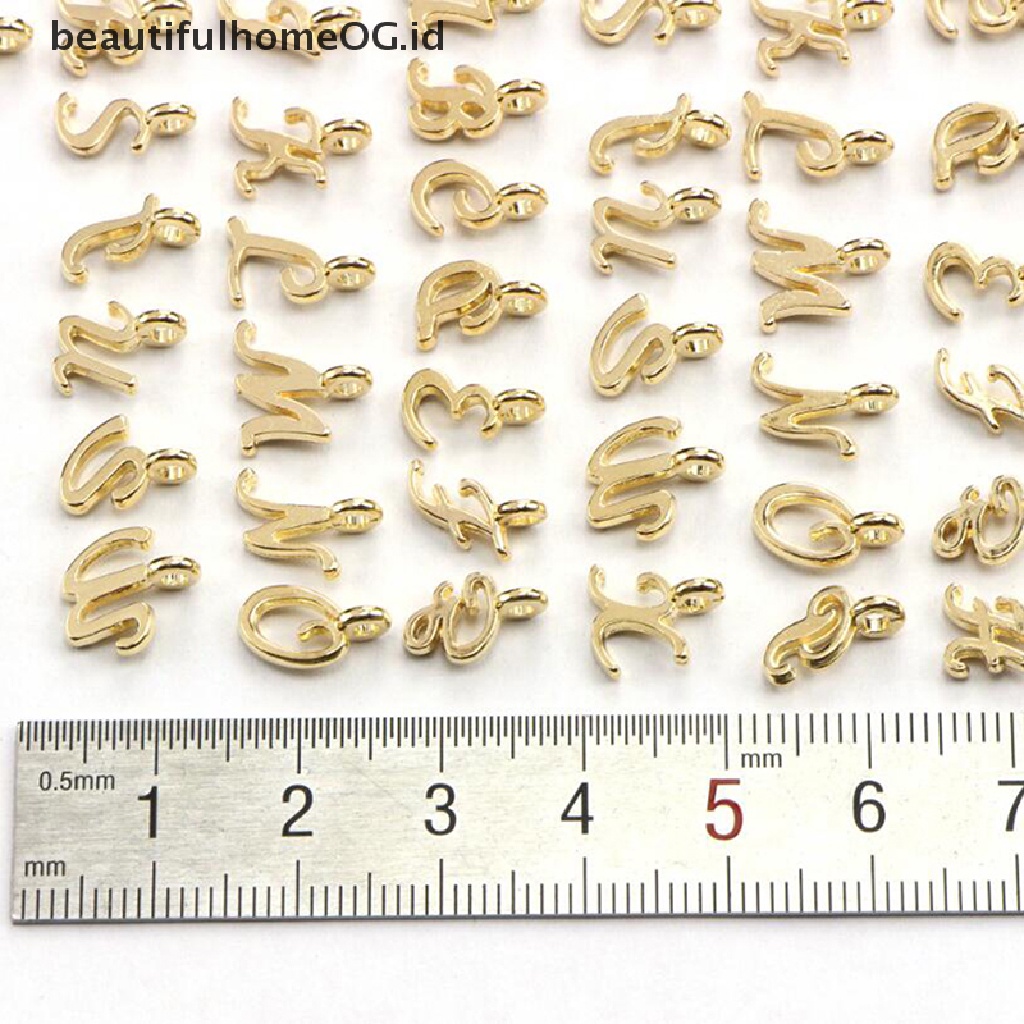 26pcs Liontin Huruf Alfabet A-Z Warna Emas Untuk Membuat Perhiasan