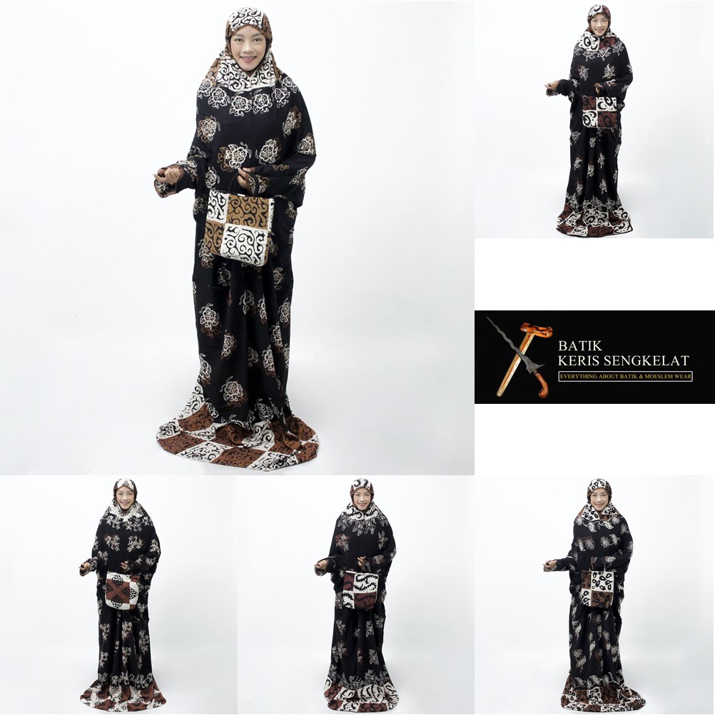 Mukena Batik Lajur Hitam Dewasa Original ILZ Pekalongan