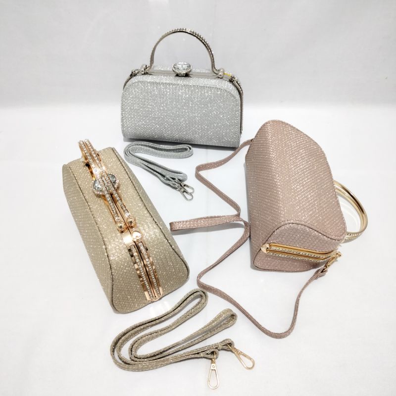 Tas Pesta Farnell Wanita Import Clutch Kondangan Diamond 21302 Model Terbaru!