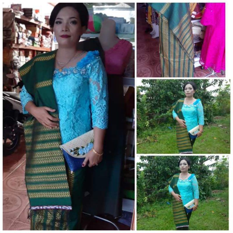 KAIN SONGKET SARUNG SELENDANG PUCCA TOBA ETNIK BATAK SERAGAM PESTA BAWAHAN WANITA BAHAN ROK HIJAU