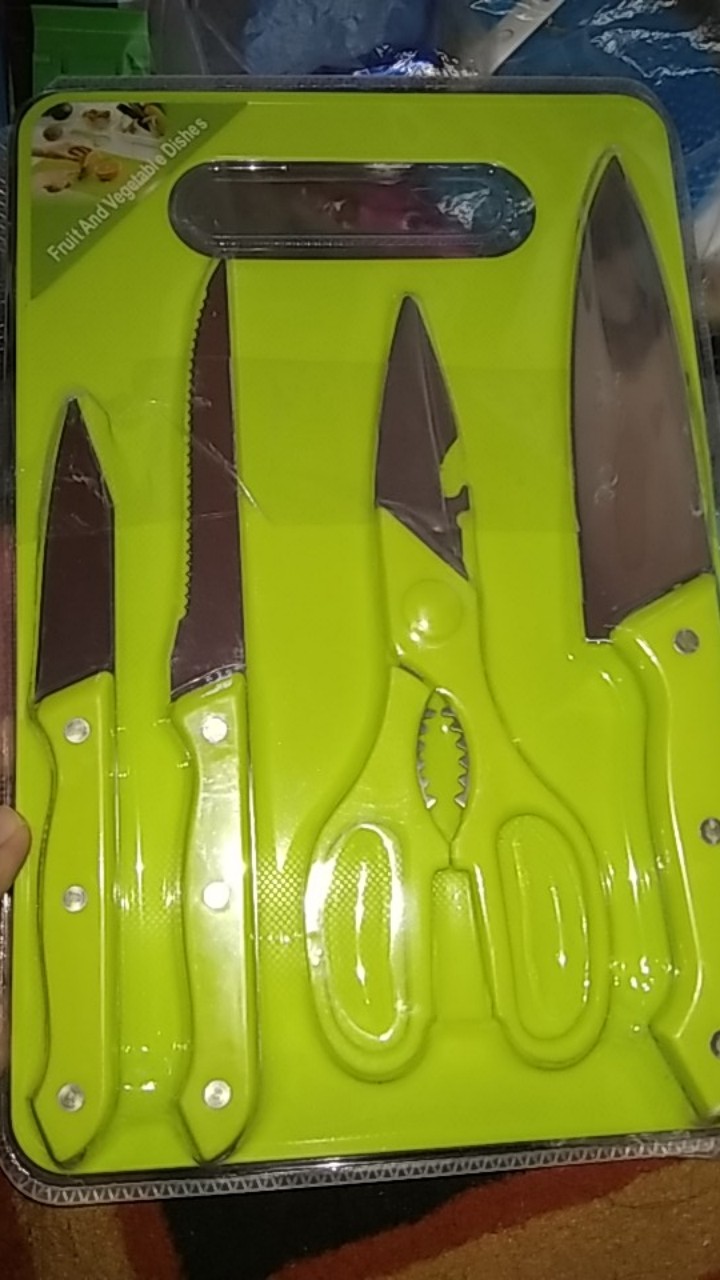 Set Pisau Dapur Plus Talenan/set Pisau Dapur 5 In 1