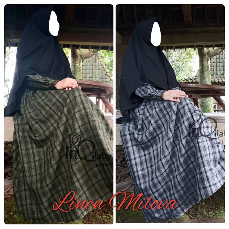 Kain Linen Milova motif Kotak harga per setengah meter