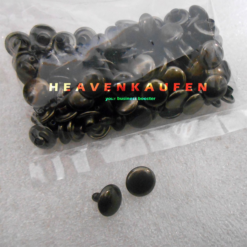 Paku Keling Rivet Centang / Gepeng 9 mm Bolak Balik Warna Black Nikel Hitam Per Pack 50 Pasang