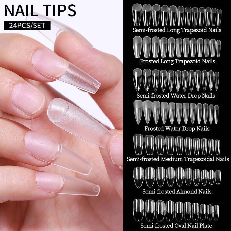 24pcs / Set Kuku Palsu extension UV Untuk Nail Art Murah Bagus