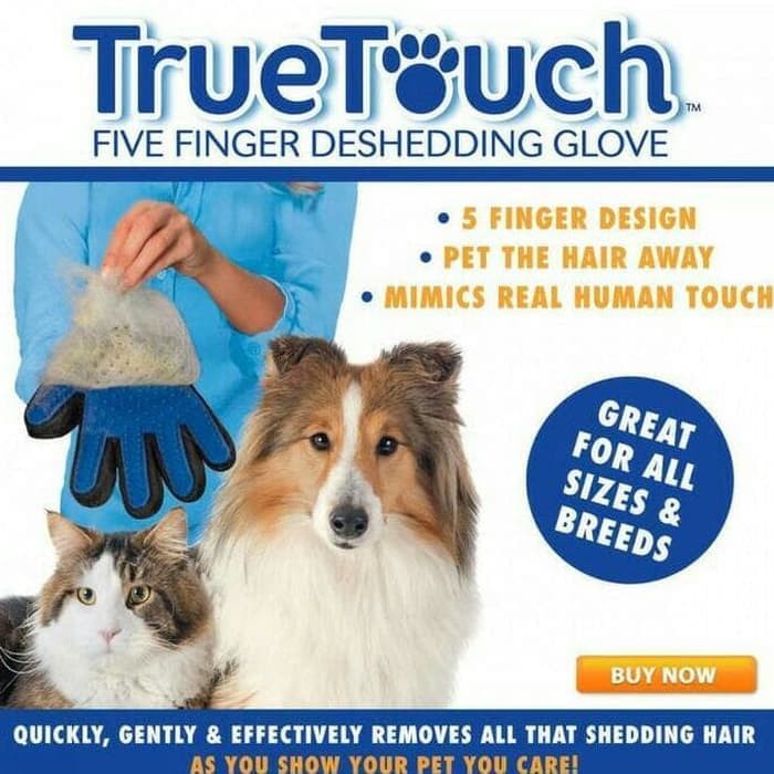 True Touch Pet Glove / Sarung Tangan Sikat Grooming Kucing Anjing / Sisir Bulu Kucing Anjing