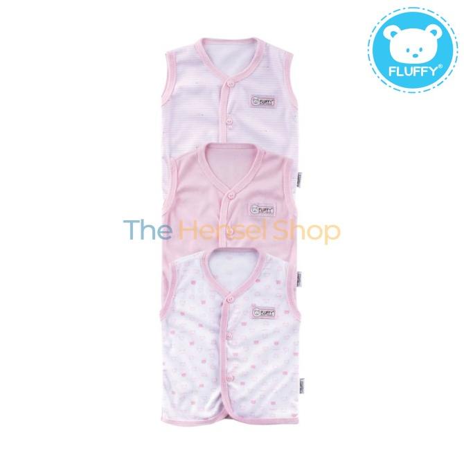 PROMO PAKAIAN BAYI PEREMPUAN // FLUFFY BAJU KUTUNG BAYI BIS PINK SML ISI 3 PCS STOK TERBATAS