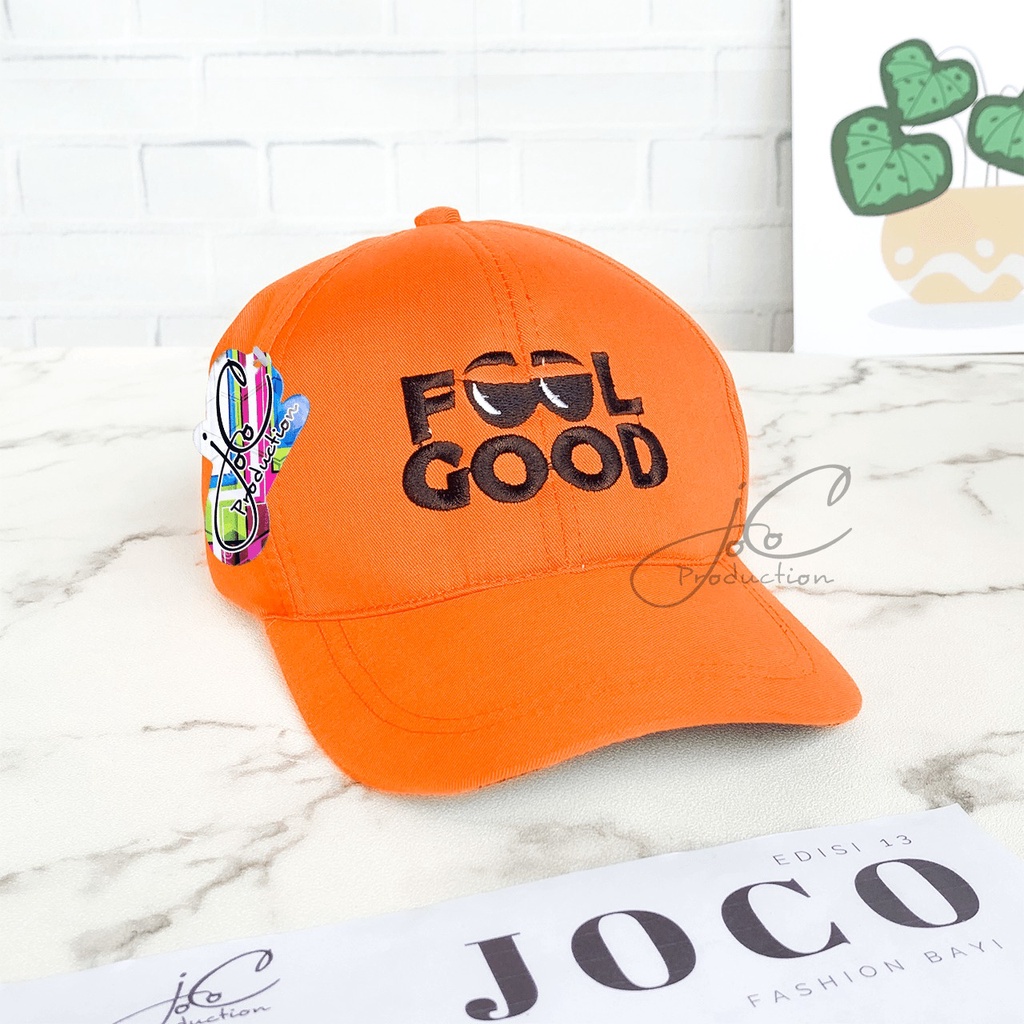 PHILEO | TOPI ANAK FASHION HAT TOPI MOTIF LUCU BORDIR UNISEX TOPI MOTIF FEEL GOOD-Feel Good - Oren