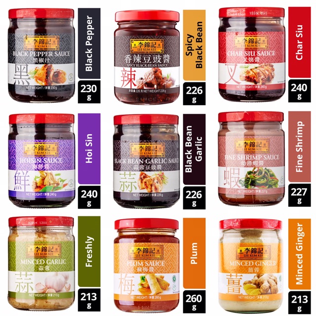 

Lee Kum Kee Bumbu Masak Char Siu Chu Hou Hoisin Black Pepper Garlic Shrimp Ginger Bean Plum Sauce