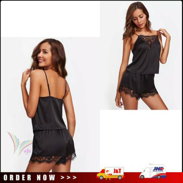 M L XL baju tidur  Wanita SEKSI Top plus Celana Pendek nyaman Set Piyama