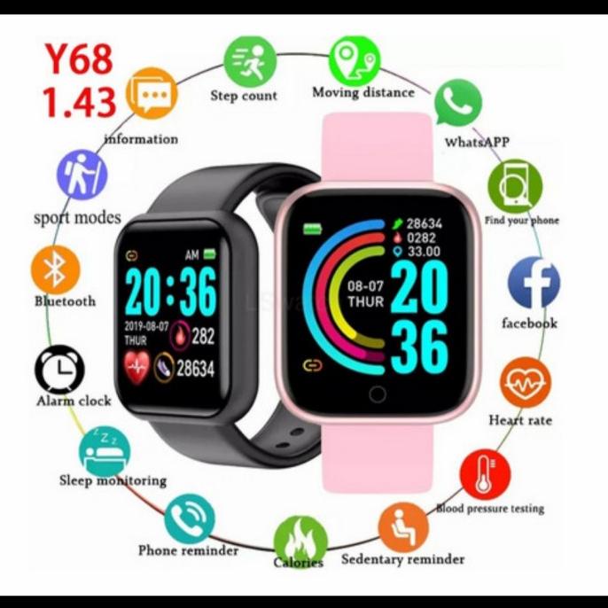 Smart Bracelet Y68 / Smart Band / Smart Watch - Hitam (Terlaris)