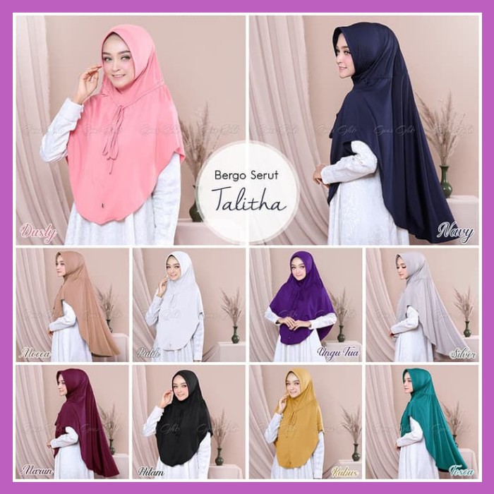 TALITHA Hijab Jilbab Bergo Serut Syari Pad Busa Antem Kerudung Variasi Tali Simpel Praktis