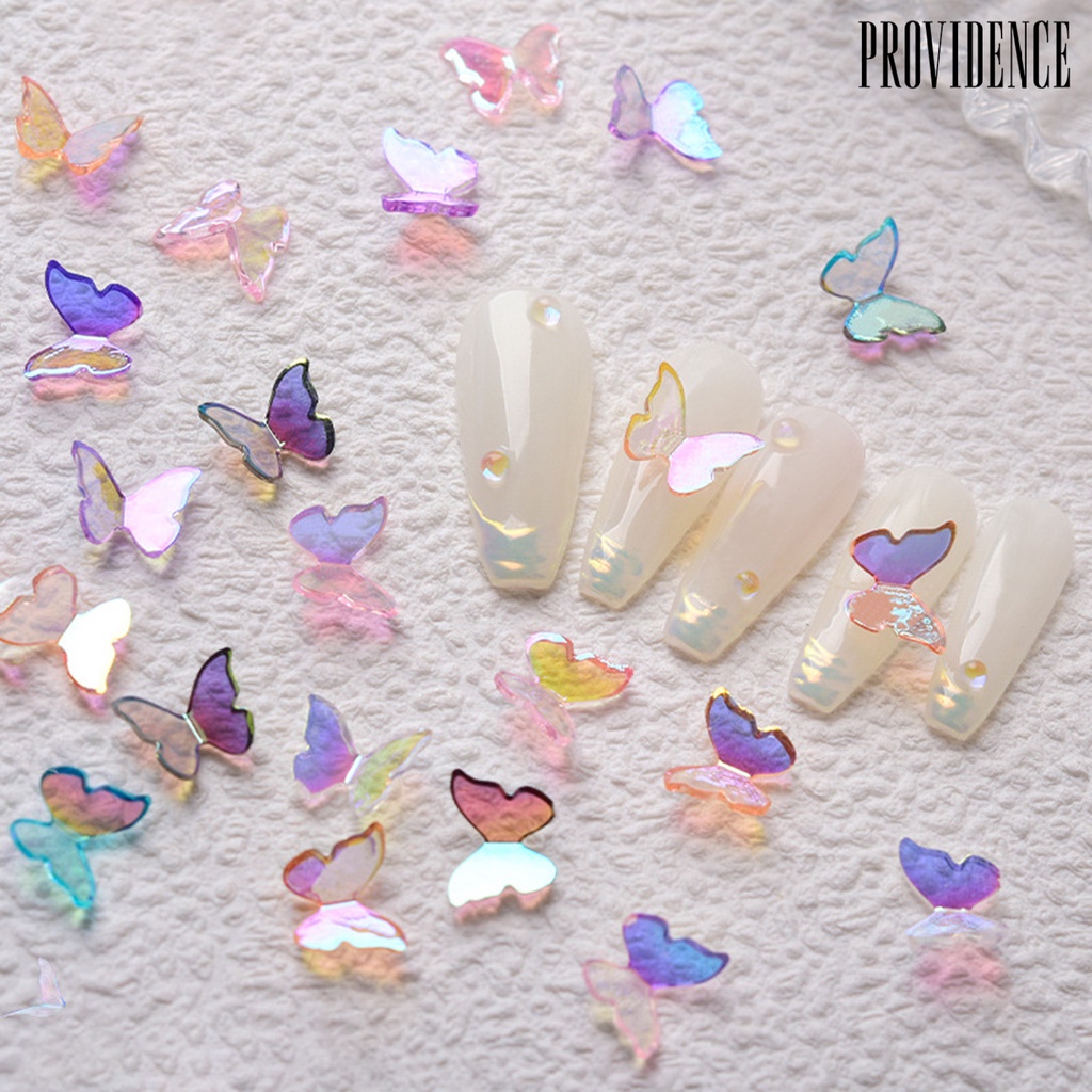 Providence 30Pcs / Set Kuku Palsu Akrilik Motif Kupu-Kupu / Geometri / Geometri / Geometri / Hollow 3D Untuk Nail Art Butterfly