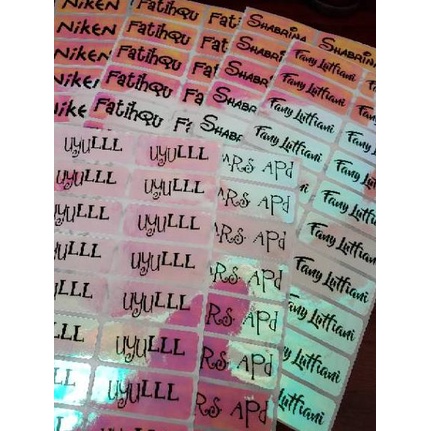 

Limited - Stiker Label Nama Name Sticker Waterproof Polos Pink Yellow Glossy Anti Air Anti Sobek ~