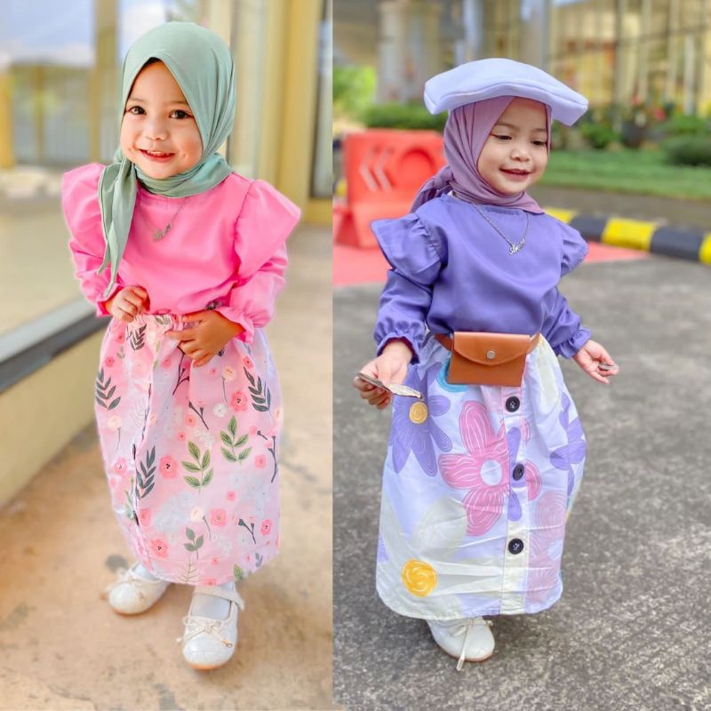 setelan gretta panjang / setelan rok panjang anak perempuan / setelan muslim anak perempuan